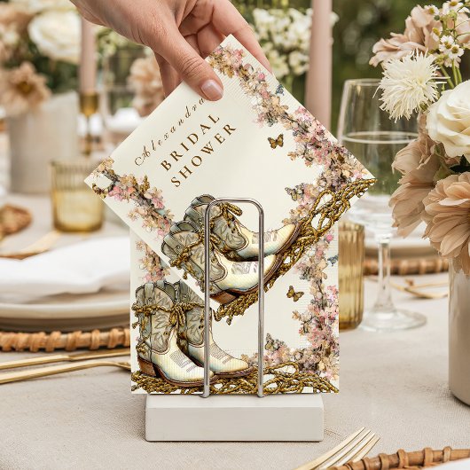 Rustic Floral Boots Bridal Shower Servet