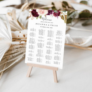 Rustic Floral Botanical Alphabetical Seating Chart Poster