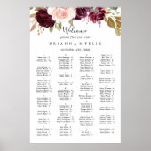 Rustic Floral Botanical Alphabetical Seating Chart Poster (Voorkant)
