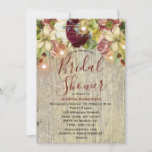 Rustic Floral Botanical Bourgogne Vrijgezellenfees Kaart (Voorkant)