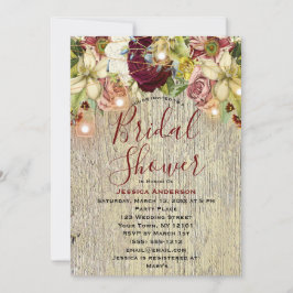 Rustic Floral Botanical Bourgogne Vrijgezellenfees Kaart