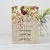 Rustic Floral Botanical Bourgogne Vrijgezellenfees Kaart (Staand voorkant)