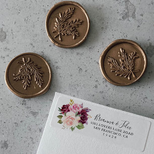 Rustic Floral Botanical Foliage Return Address Etiket