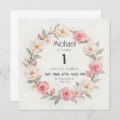 Rustic Floral Botanical Verjaardagsuitnodiging Bab Kaart (Voorkant / Achterkant)