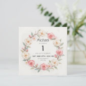 Rustic Floral Botanical Verjaardagsuitnodiging Bab Kaart (Staand voorkant)