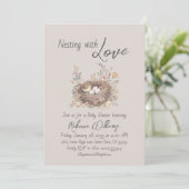 Rustic Floral Bow Baby Shower Nesting Party Kaart (Staand voorkant)