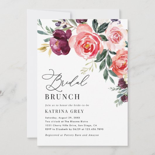 Rustic Floral Bridal Brunch Shower Kaart (Voorkant)