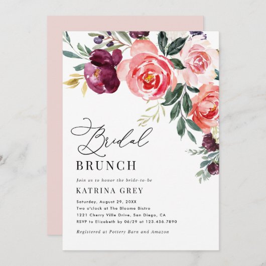 Rustic Floral Bridal Brunch Shower Kaart (Voorkant / Achterkant)
