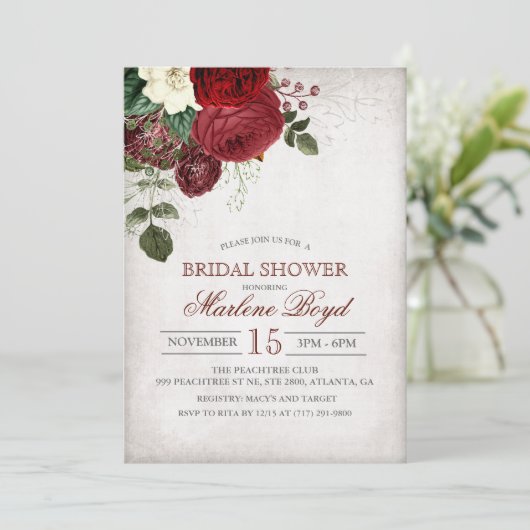 Rustic Floral Bridal Shower Kaart (Staand voorkant)