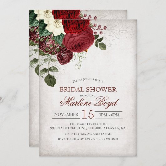 Rustic Floral Bridal Shower Kaart (Voorkant / Achterkant)