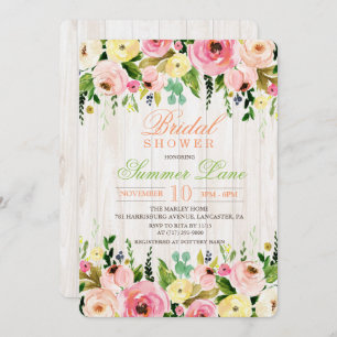 Rustic Floral Bridal Shower Kaart