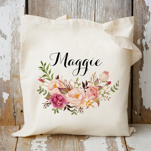 Rustic Floral bridesmaid op maat, Welkom Tote Bag