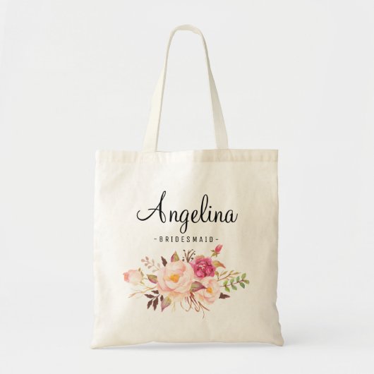 Rustic Floral Bridesmaid Personalized-01 Tote Bag (Voorkant)