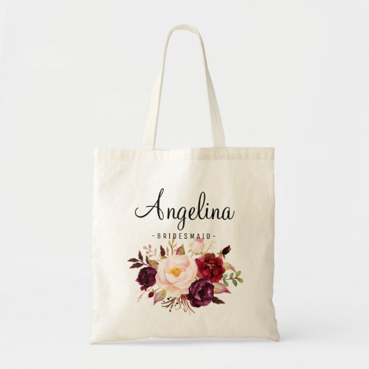 Rustic Floral Bridesmaid Personalized Tote Bag (Voorkant)
