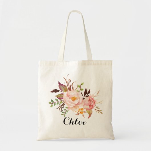 Rustic Floral bridesmaid Personalized Tote Bag (Voorkant)