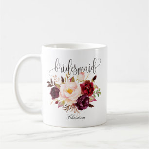 Rustic Floral Bridesmaid Wedding Koffiemok