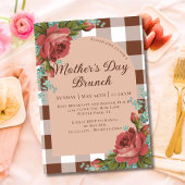 Rustic Floral Brown Bourgogne Moederdag Brunch Kaart