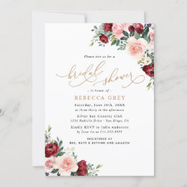 Rustic Floral Burgundy Blush Vrijgezellenfeest Kaart