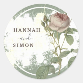 Rustic Floral Burgundy Marsala Modern Minimalist C Ronde Sticker
