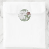 Rustic Floral Burgundy Marsala Modern Minimalist C Ronde Sticker (Tas)