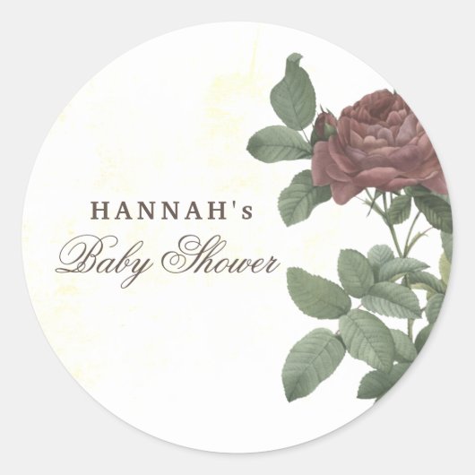 Rustic Floral Burgundy Marsala Modern Minimalist C Ronde Sticker (Voorkant)