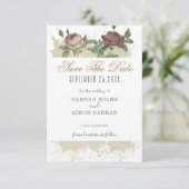 Rustic Floral Burgundy Marsala slaat de datumkaart Save The Date (Staand voorkant)