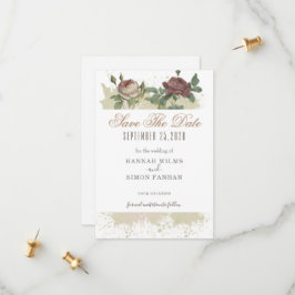 Rustic Floral Burgundy Marsala slaat de datumkaart Save The Date