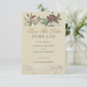 Rustic Floral Burgundy Marsala slaat de datumkaart Save The Date (Staand voorkant)