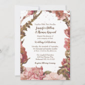 Rustic Floral Burgundy Wedding Kaart (Voorkant)