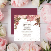 Rustic Floral Burgundy Wedding Kaart