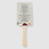 Rustic Floral Burgundy Wedding Programme Hand Fan Handwaaier (Achterkant)