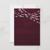 Rustic Floral Burgundy Wedding RSVP Kaart (Achterkant)