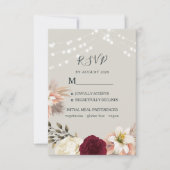 Rustic Floral Burgundy Wedding RSVP Kaart (Voorkant)
