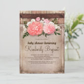 Rustic Floral Burlap Barn Wood Baby shower Kaart (Staand voorkant)