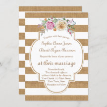 Rustic Floral Burlap Stripes Weddenschap