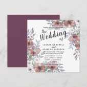 Rustic Floral Burnt Oranje Wedding Kaart (Voorkant / Achterkant)
