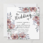 Rustic Floral Burnt Oranje Wedding Kaart (Voorkant)