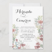 Rustic Floral Burnt Oranje Wedding Kaart (Voorkant)
