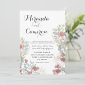 Rustic Floral Burnt Oranje Wedding Kaart (Staand voorkant)