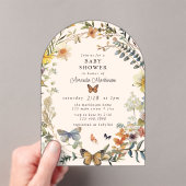 Rustic Floral Butterfly Geslachtsneutraal Baby sho Acryl Uitnodigingen (Insitu (Draagbaar))