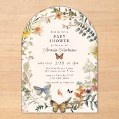 Rustic Floral Butterfly Geslachtsneutraal Baby sho Acryl Uitnodigingen (Voorkant)