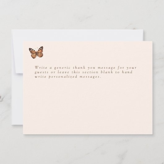 Rustic Floral Butterfly Geslachtsneutraal Baby sho Bedankkaart (Achterkant)