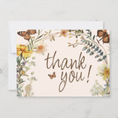 Rustic Floral Butterfly Geslachtsneutraal Baby sho Bedankkaart (Voorkant)