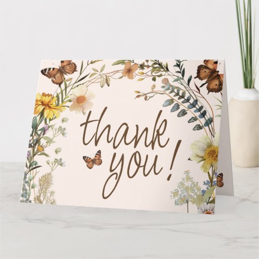 Rustic Floral Butterfly Geslachtsneutraal Baby sho Bedankkaart (Voorkant)
