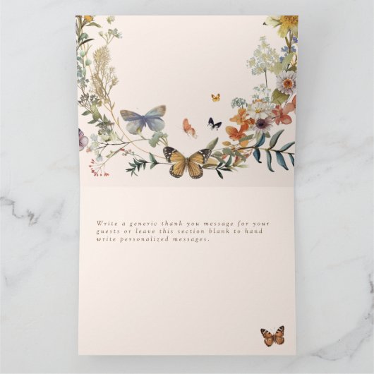 Rustic Floral Butterfly Geslachtsneutraal Baby sho Bedankkaart (Binnen)