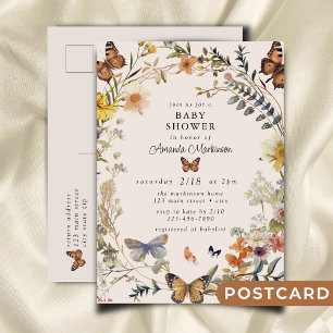 Rustic Floral Butterfly Geslachtsneutraal Baby sho Briefkaart