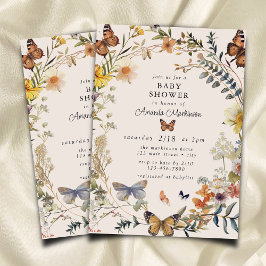 Rustic Floral Butterfly Geslachtsneutraal Baby sho Kaart