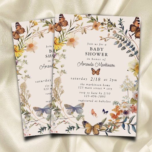 Rustic Floral Butterfly Geslachtsneutraal Baby sho Kaart