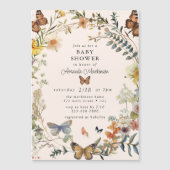 Rustic Floral Butterfly Geslachtsneutraal Baby sho Magnetische Uitnodiging (Voorkant)
