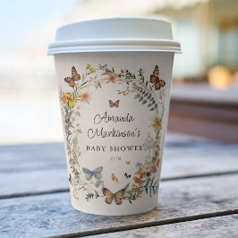 Rustic Floral Butterfly Geslachtsneutraal Baby sho Papieren Bekers